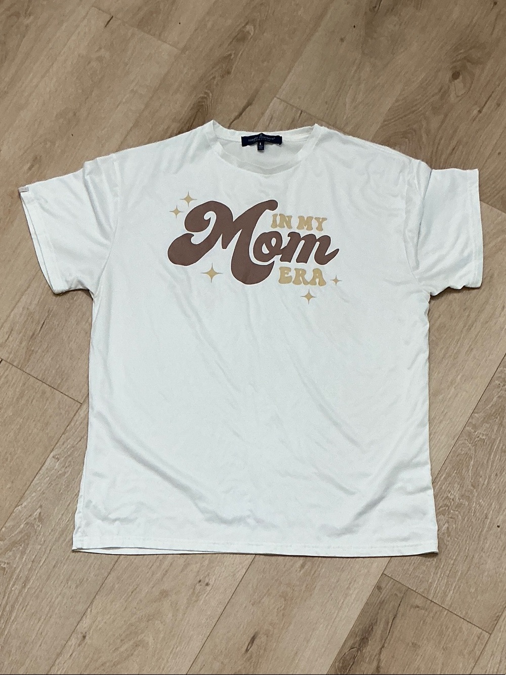Simply Southern White Tee with Brown and Gold "Mom Era" Graphic